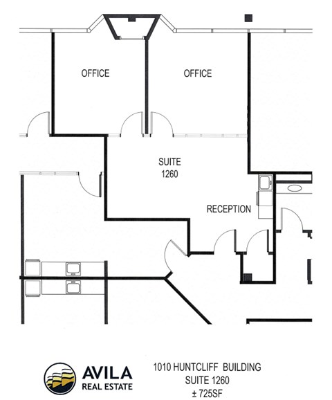 Floor plan for studio, 725 sqft